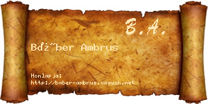 Báber Ambrus névjegykártya